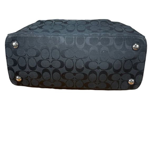 Coach Colette Carry All Black Canvas Leather Shoulder Bag 3 Compartments - Picture 5 of 16